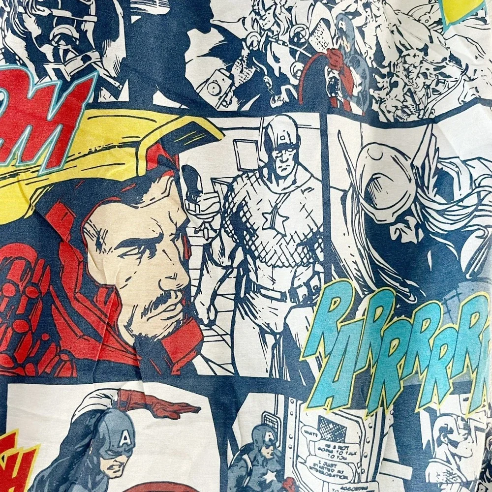 MARVEL AVENGERS Assemble Comic Panel Twin Flat Bed Sheet + Twin Fitted Sheet
